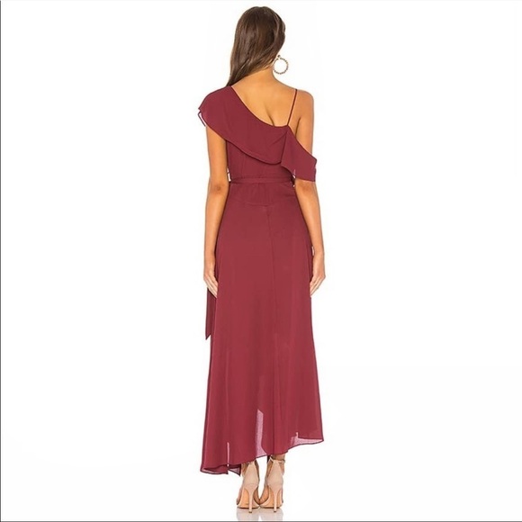 Likely Revolve Leilani Zinfadel V Neck Flutter Sleeve Slit Wrap Midi Dress Gown - Picture 3 of 8